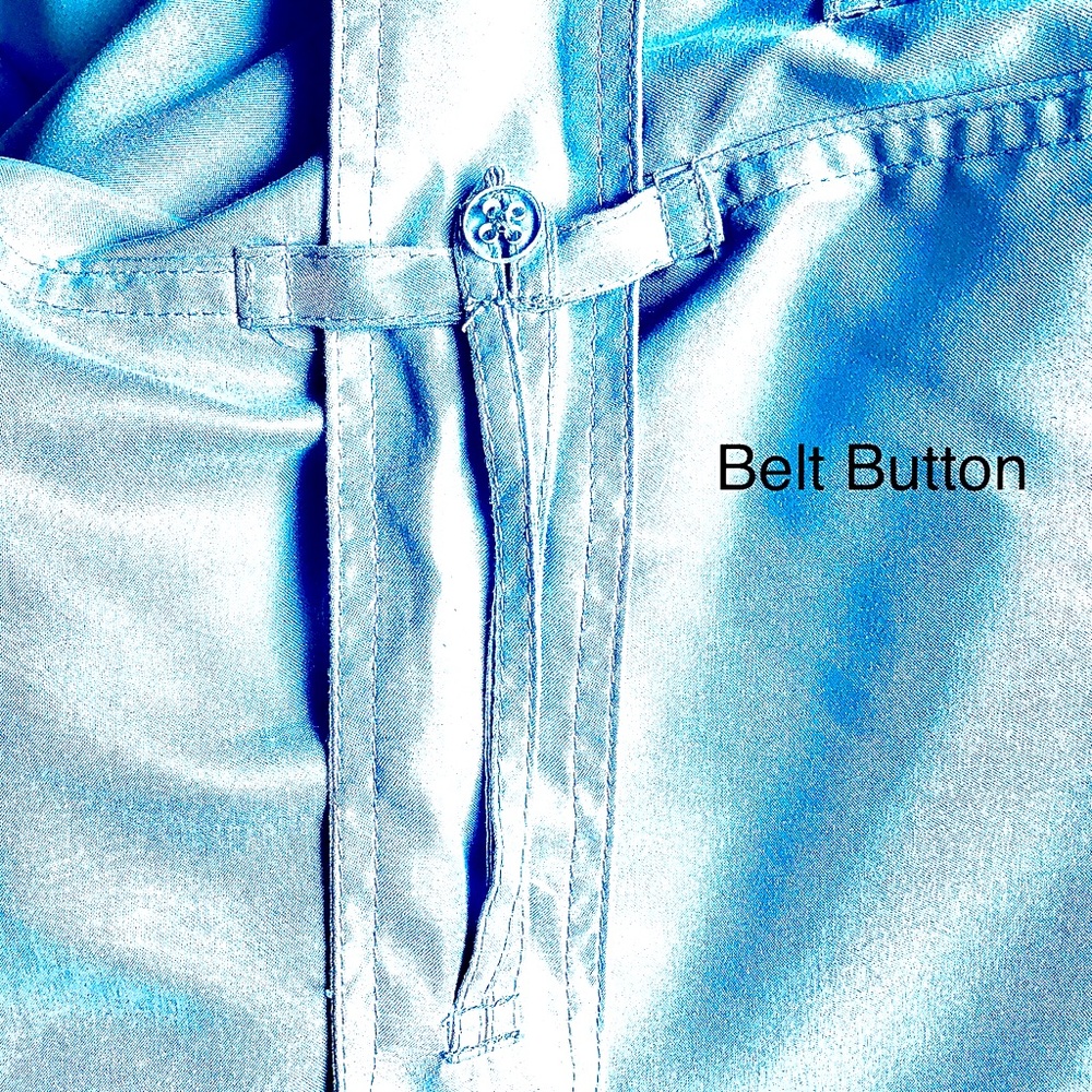 Vintage Eddie Bauer Double Breasted Belted Lined Trench Coat Light Blue - Picture 7 of 16